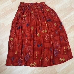 Bohemian Red Patterned Skirt